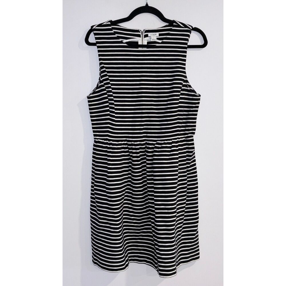 J.Crew Black & White Striped Fit and Flare Dress Size L